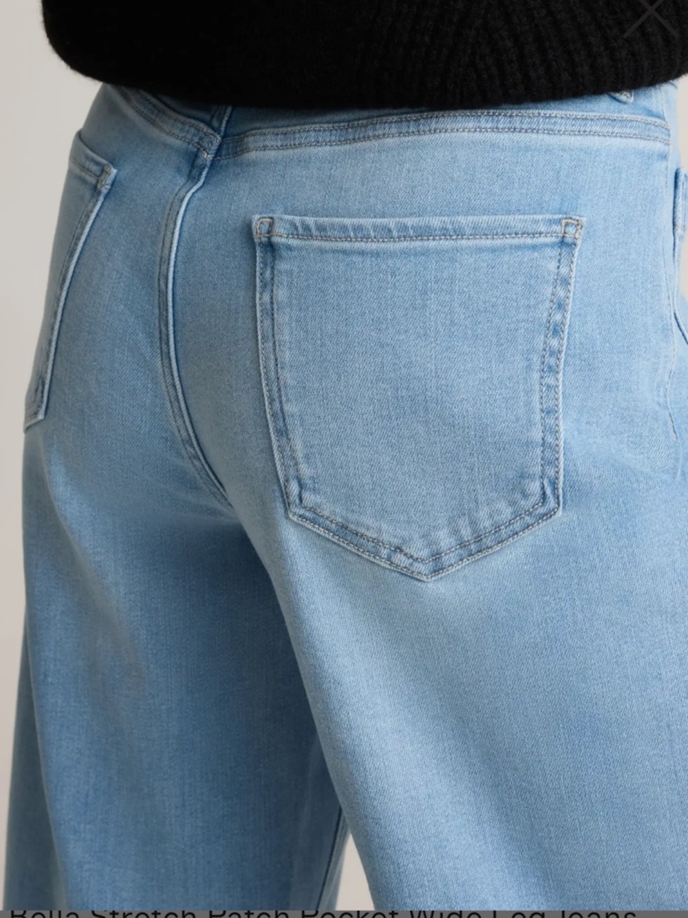 Quince Bella Stretch Patch Pocket Wide Leg Jeans - Picture 2 of 7